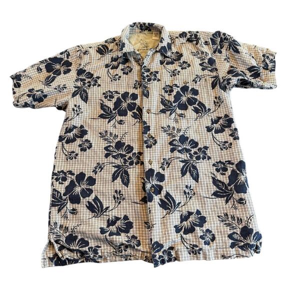 Vintage Bugle Boy Dad Shirt Plaid Floral Button Down Men's Size Medium - Picture 1 of 4
